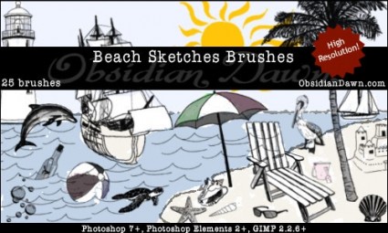 해변 스케치 브러쉬