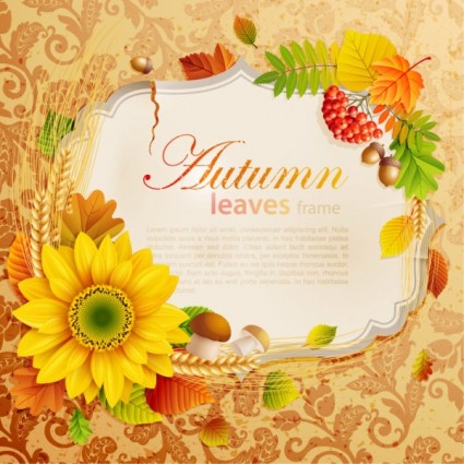indah musim gugur daun bingkai latar belakang vektor