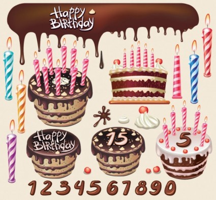 schönen Geburtstag Kuchen Thema Vektor