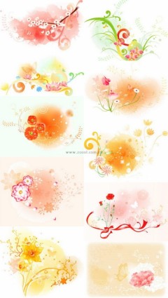 pola indah floral vector seri seriesp