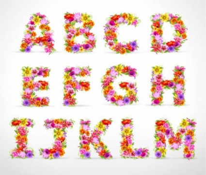 Beautiful Flowers And Letters Vector