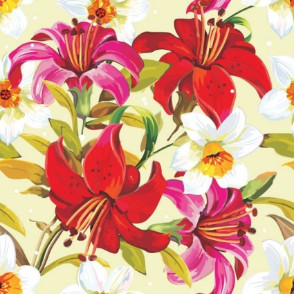 Beautiful Flowers And Patterns Vector