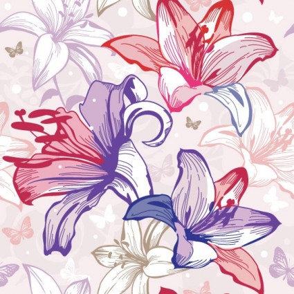 Beautiful Flowers And Patterns Vector