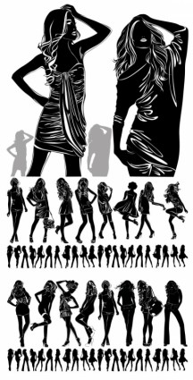 Beautiful Girl Black And White Silhouette Vector