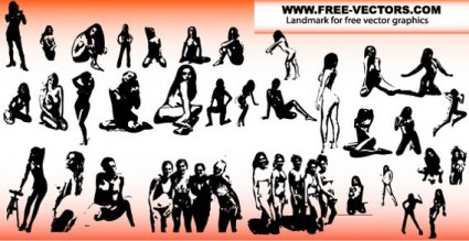 Beautiful Girls Silhouettes Free Vector