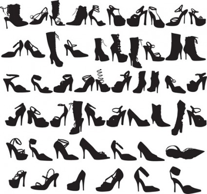 gráfico de vectores de siluetas de zapatos de moda de belleza
