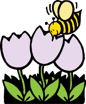 clipart abeille et fleurs