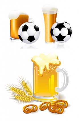 vector de la cerveza y el fútbol