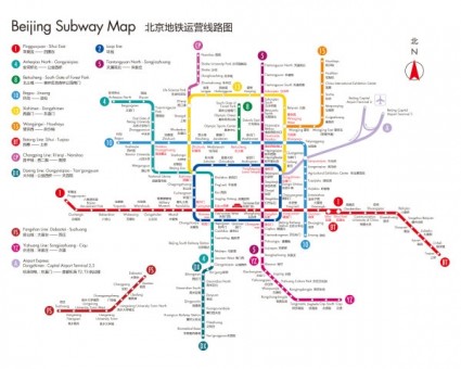 bản đồ tàu điện ngầm Bắc kinh trong các phiên bản tiếng Anh ở