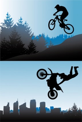 bicicletta e motocicletta vettoriale silhouette sport