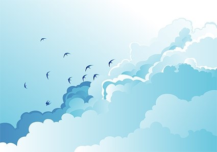 vecteur de décor de grand ciel bleu d'oies sauvages