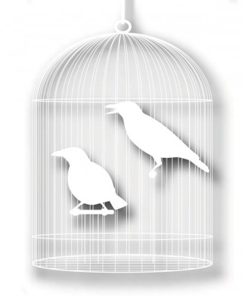 jaula de pájaro con vector papercuts