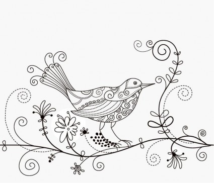 illustrazione vettoriale di uccello sfondo floreale