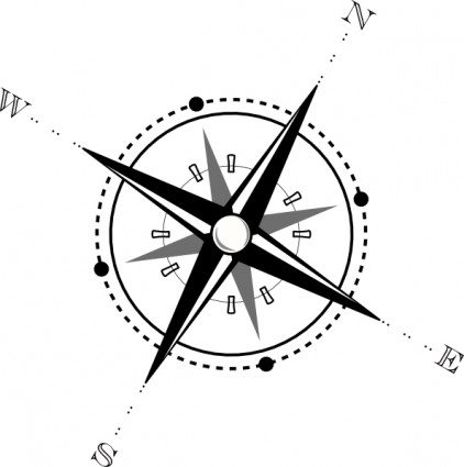 Schwarze und weiße Kompass ClipArt