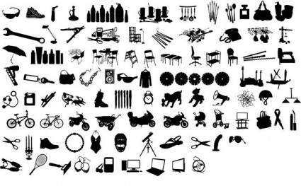 Black And White Design Elements Vector Series Items Silhouette