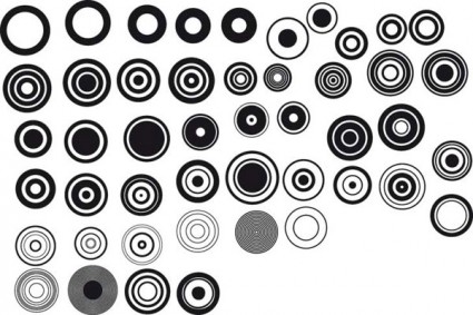 흑인과 백인 디자인 요소 시리즈 라운드 간단한 벡터
