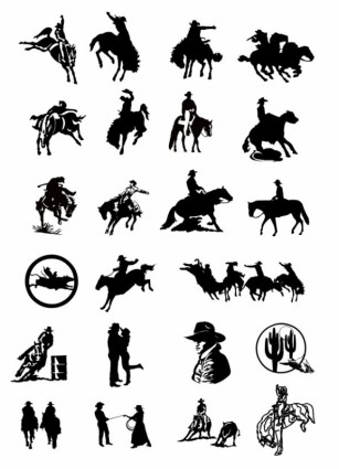 schwarz-weiß Zeichnung Clip-Art-Cowboy-Serie 2