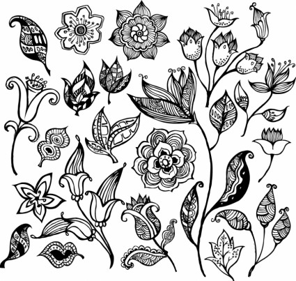Рисунок на ткани Черно-белые цветы, 39х26 см, БИС 3188, Нова Слобода