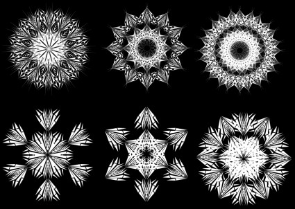 白黒の線描画花のパターン ベクトル