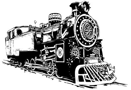 hitam dan putih lokomotif vektor
