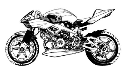 Schwarze und weiße Motorrad Vektor