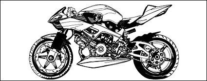 黑色和白色摩托车矢量素材