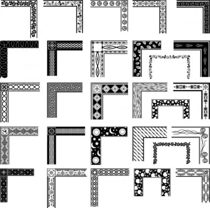 schwarz / weiß Muster Rahmen Ecken Vektor