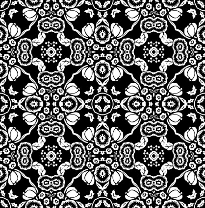 黒と白のシルエット華やかなパターン ベクトル