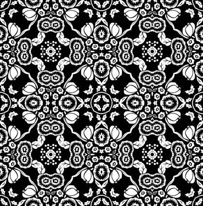 Black And White Silhouettes Ornate Pattern Vector