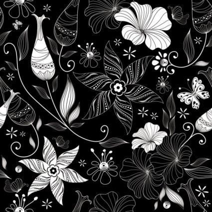 hitam di latar belakang vector floral