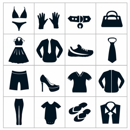 ícones de roupa preta loja de departamento