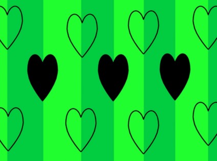 corações pretas sobre fundo verde