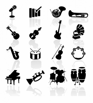 instrumentos musicales símbolos negro