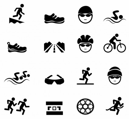 ícones de triathlon preto
