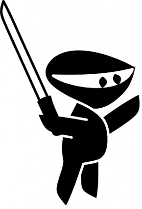 spada bianco nero ragazzo cartone animato ninja ClipArt