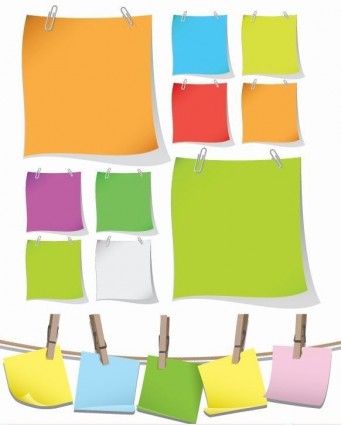 Blank Colorful Papers With Clip Vector Graphic