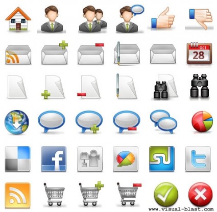 pacote de ícones de conjunto de ícones de blogging