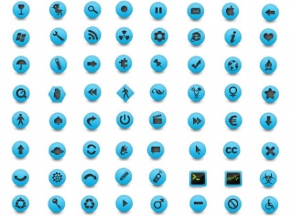 pack de ícones de ícones de botão arredondado azul e cinza
