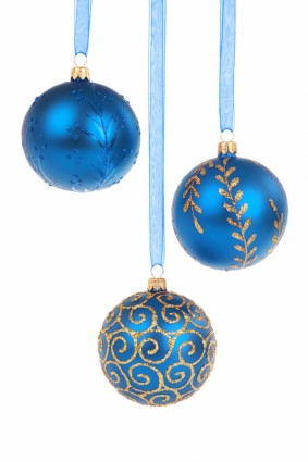 boules de Noël bleu