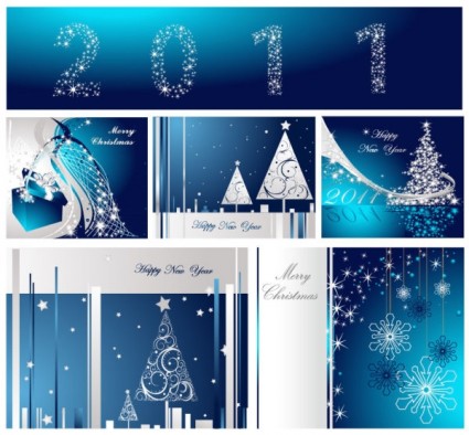 Blaue Weihnachten Postkarte-Vektor