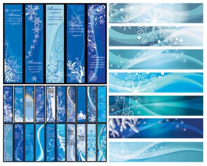 Blue Christmas Vector Banners Background