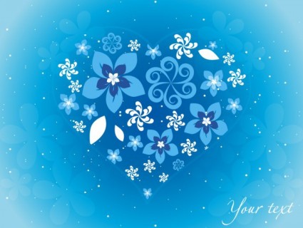 cœur floral bleu