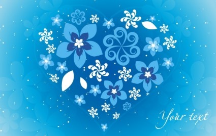 coração floral azul