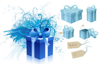 vector de tema de caja de regalo azul