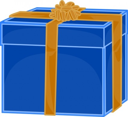 regalo azul con clip art de cinta de oro