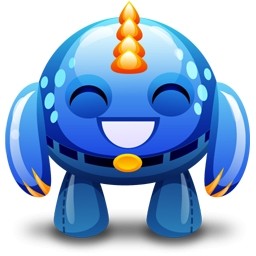 monstro azul feliz