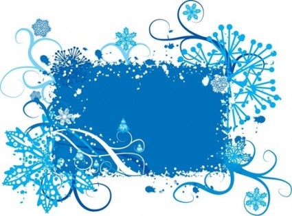 copo de nieve azul y fondo floral vector gráfico