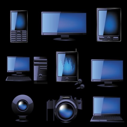vector de icono de productos de tecnología azul