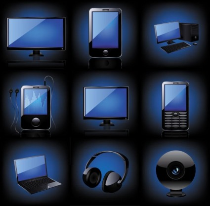 Blue Technology Products Icon Vector