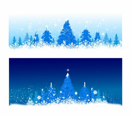 голубые зимние рождественские деревья
